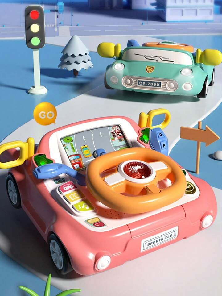 Knick Knack Steering Wheel Baby Racing Car with Realistic Sound and Light Interactive Learning Simulation Driving Toy for Children Aged 3+ - Image 5